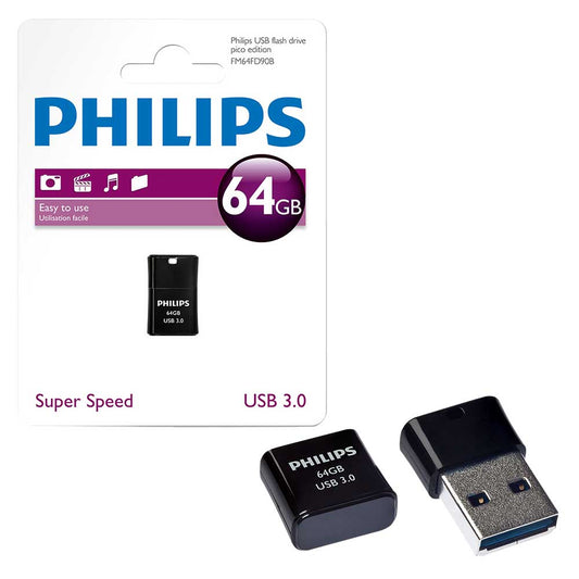 Pen USB PHILIPS FM64FD90B 64GB | USB 3.0, Pico Edition, Preto
