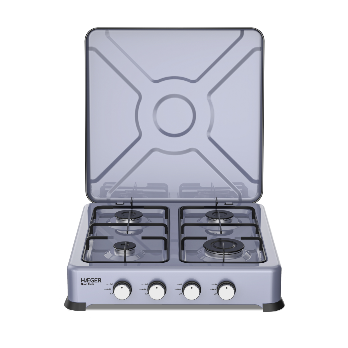 Fogareiro a Gás Haeger Quad Cook | 4 Queimadores, Manípulos Inox, Fácil Limpeza