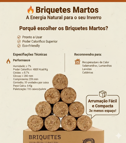 Briquetes de Madeira Martos | 4800 kcal/kg