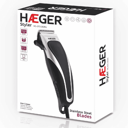 Aparador De Cabelo Haeger HC-010.008A | Lâminas INOX, Ajustável