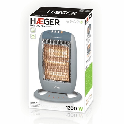 Aquecedor Halogéneo Haeger Halo 1200 Plus | 1200 W, Oscilante, Proteção Queda