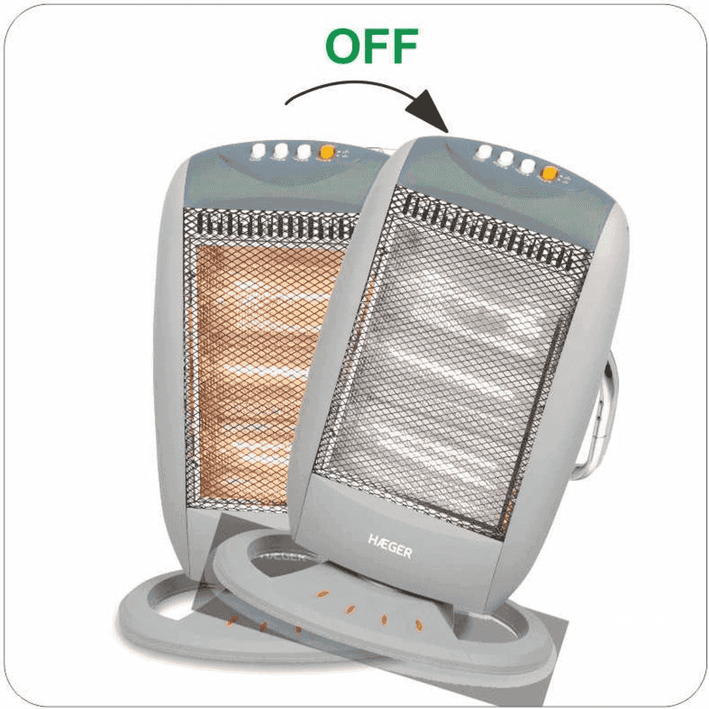 Aquecedor Halogéneo Haeger Halo 1200 Plus | 1200 W, Oscilante, Proteção Queda
