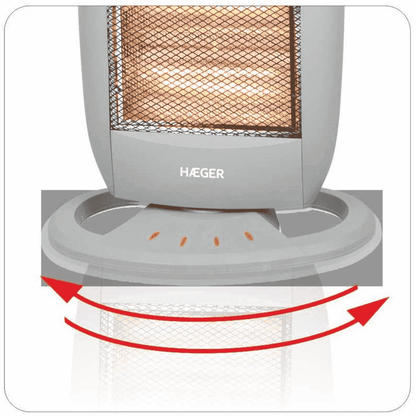 Aquecedor Halogéneo Haeger Halo 1200 Plus | 1200 W, Oscilante, Proteção Queda
