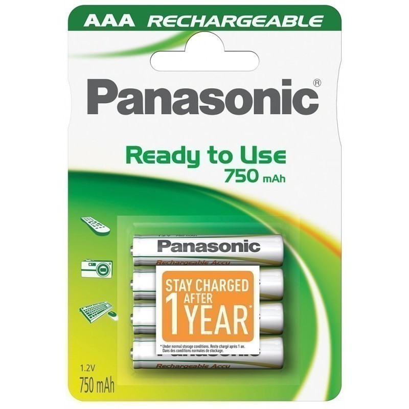 Pilha Recarregável AAA Panasonic HHR-4MVE | NiMH 750mAh, Blister 4