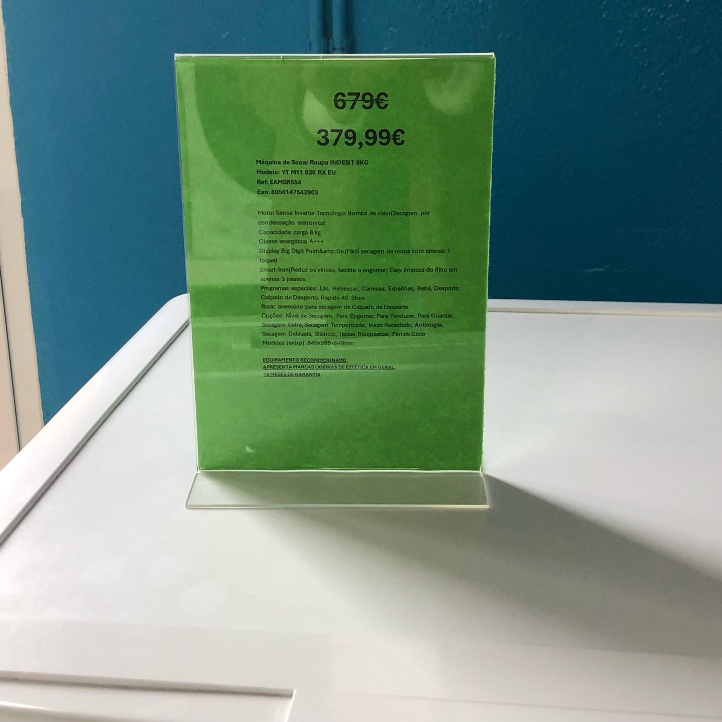 Outlet | Secador de Roupa INDESIT YTM1183K | 8 kg, Bomba de Calor, A+++