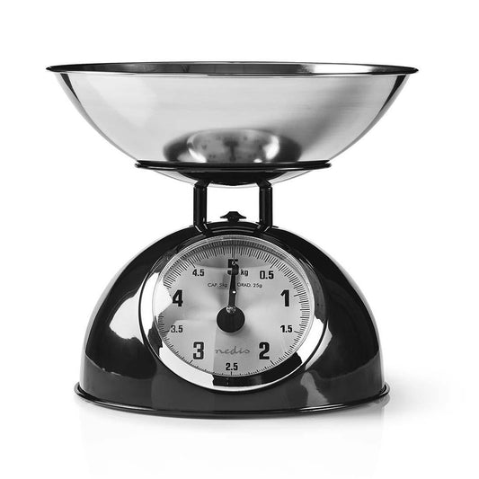 Balança de Cozinha NEDIS Max 5kg Preta | Tigela Inox, Retro