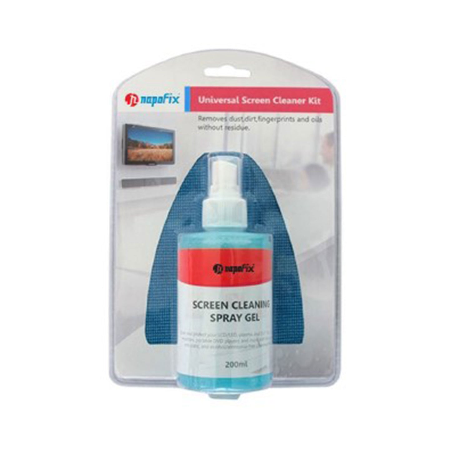 Kit de limpeza para ecrãs NAPOFIX KL2 | Gel 200ml, Pano Microfibra