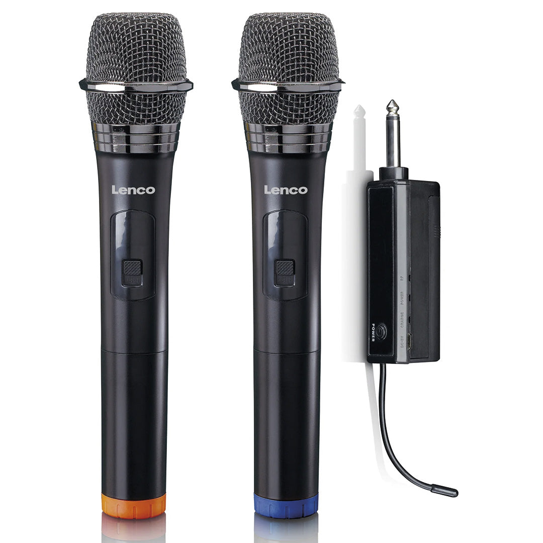 Microfone Lenco MCW-020BK | Conjunto 2, Sem Fios, Recetor 6,3mm