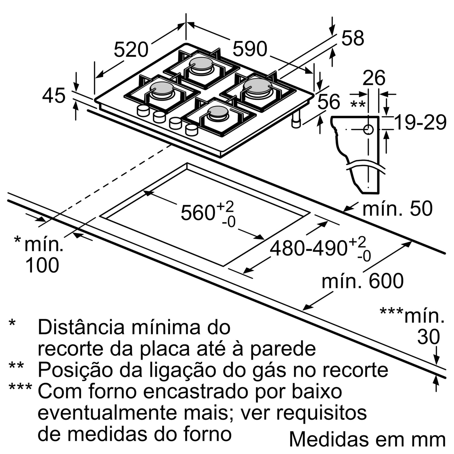Placa a Gás Balay 3ETG664RB | 4 Queimadores, Butano/Propano