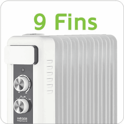 Aquecedor a Óleo Haeger Elegance IX | 9 Finos, 2000W, Termóstato Regulável