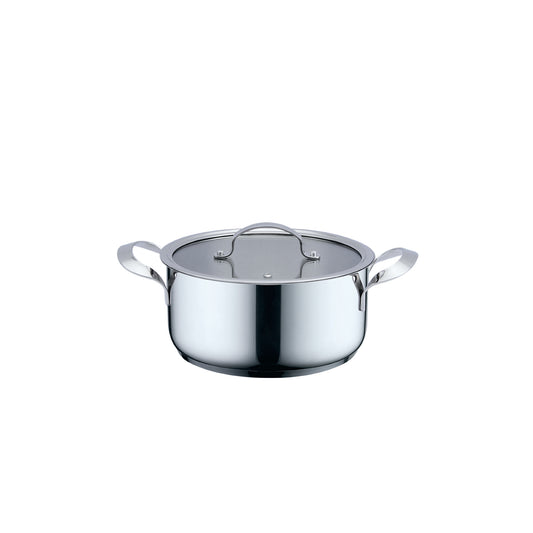 Panela De Cozinha Haeger Inox Pot 16h | Diâmetro 16 cm, Aço Inox, Tampa de Vidro