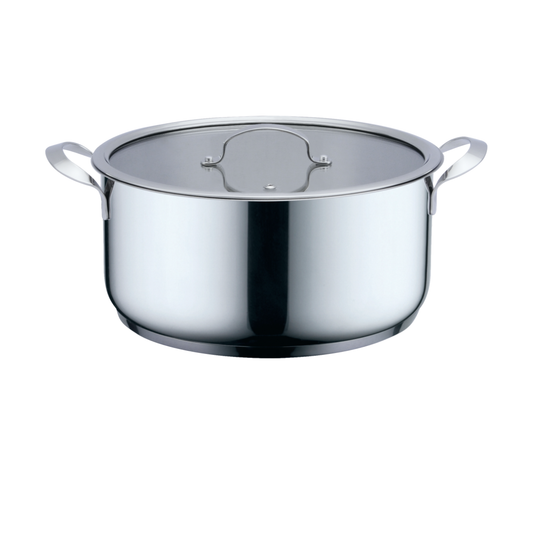 Panela de Cozinha Haeger Inox Pot 28h | 28 cm, Aço Inoxidável, Tampa de Vidro