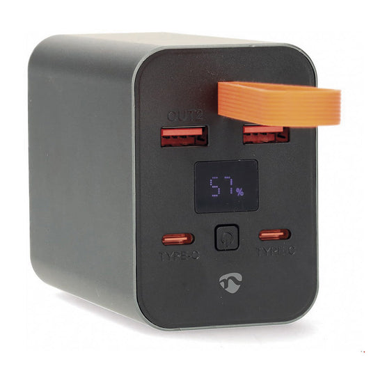Powerbank Nedis 30000mAh | 100W PD, 4 Saídas, USB-C, USB-A, Preto