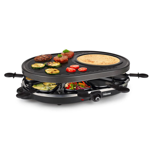 Raclette TRISTAR RA-2996 | 8 Pessoas, Grill e Crepes, 1200W