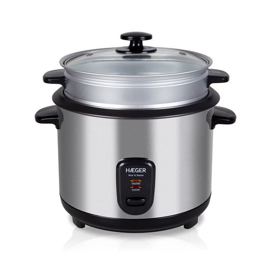 Arrozeira Elétrica Haeger Rice & Steam | 1.8L, Inox, Cozinhar a vapor