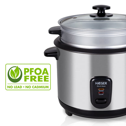 Arrozeira Elétrica Haeger Rice & Steam | 1.8L, Inox, Cozinhar a vapor