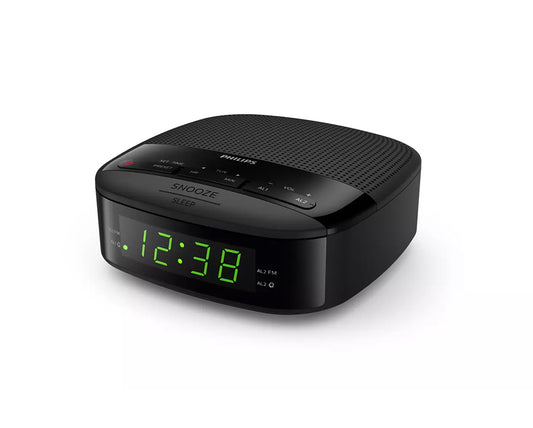 Relógio Despertador Philips | Preto, 2 Alarmes