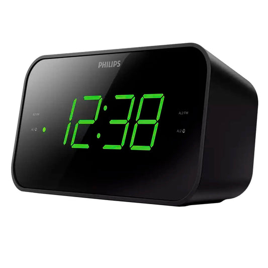 Relógio Despertador Philips | Preto, FM, 20 estações