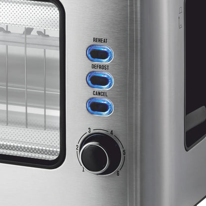 Torradeira Haeger Window | Janela de Vidro, 1 Abertura Larga, 1000W, 6 Temp., Inox
