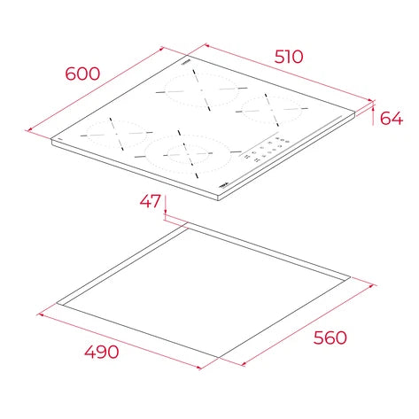 Placa Vitrocerâmica Teka TBC64320TTC | 4 Zonas, Touch Control, 6200W