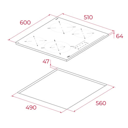 Placa Vitrocerâmica Teka TBC64320TTC | 4 Zonas, Touch Control, 6200W