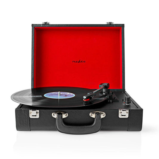 Gira-discos Nedis TURN210BK | Bluetooth, 33/45/78 RPM, Mala