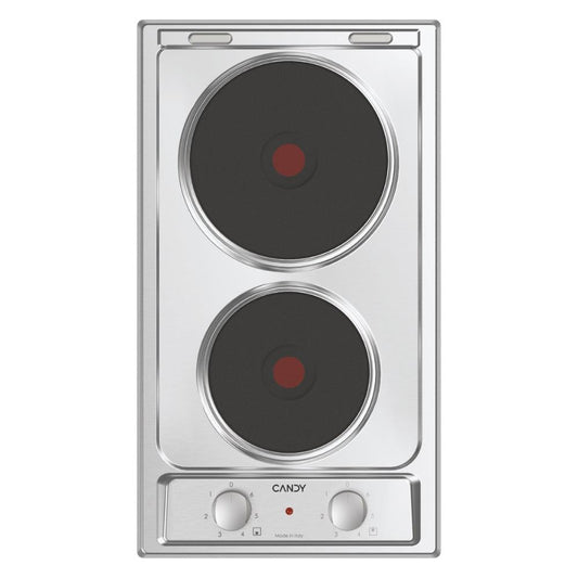Placa VitrocerâmicaCandy CE32XK | 2 Zonas, 30cm, Aço inoxidável