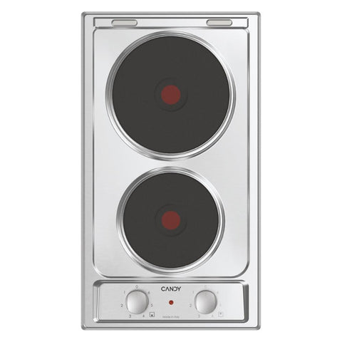 Placa VitrocerâmicaCandy CE32XK | 2 Zonas, 30cm, Aço inoxidável