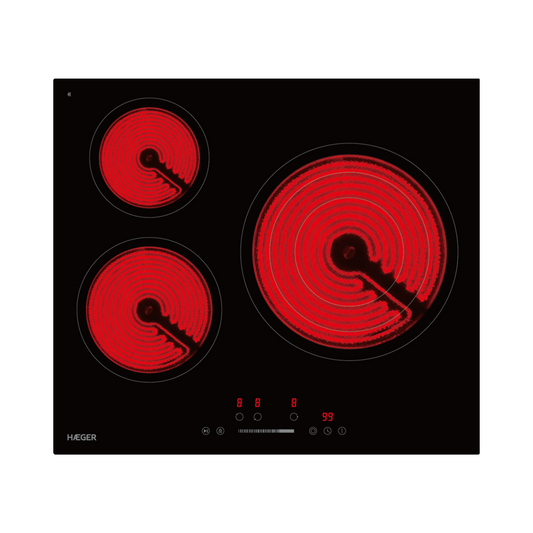 Placa Vitrocerâmica Haeger Vitro Heat 5700 | 5.7kW, Tátil, 3 Zonas