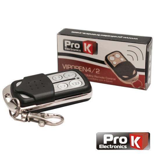 Comando Garagem Prok Universal | 4 Canais, 433MHz, Código Fixo