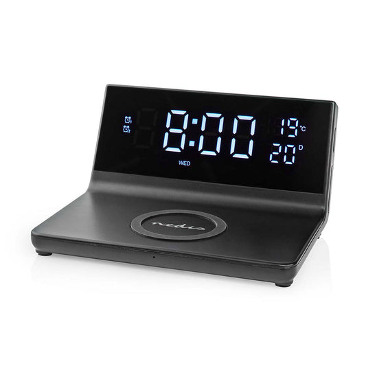 Despertador NEDIS WCACQ20BK | Carregamento Sem Fios Qi, USB-A