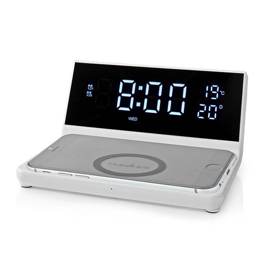 Despertador NEDIS WCACQ20WT | Carregamento Qi 15W, USB-A, Soneca