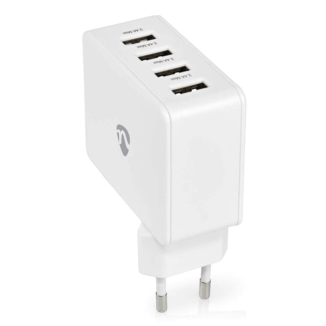 Carregador NEDIS WCHAU481AWT | 24W, 4x USB-A, Rápido