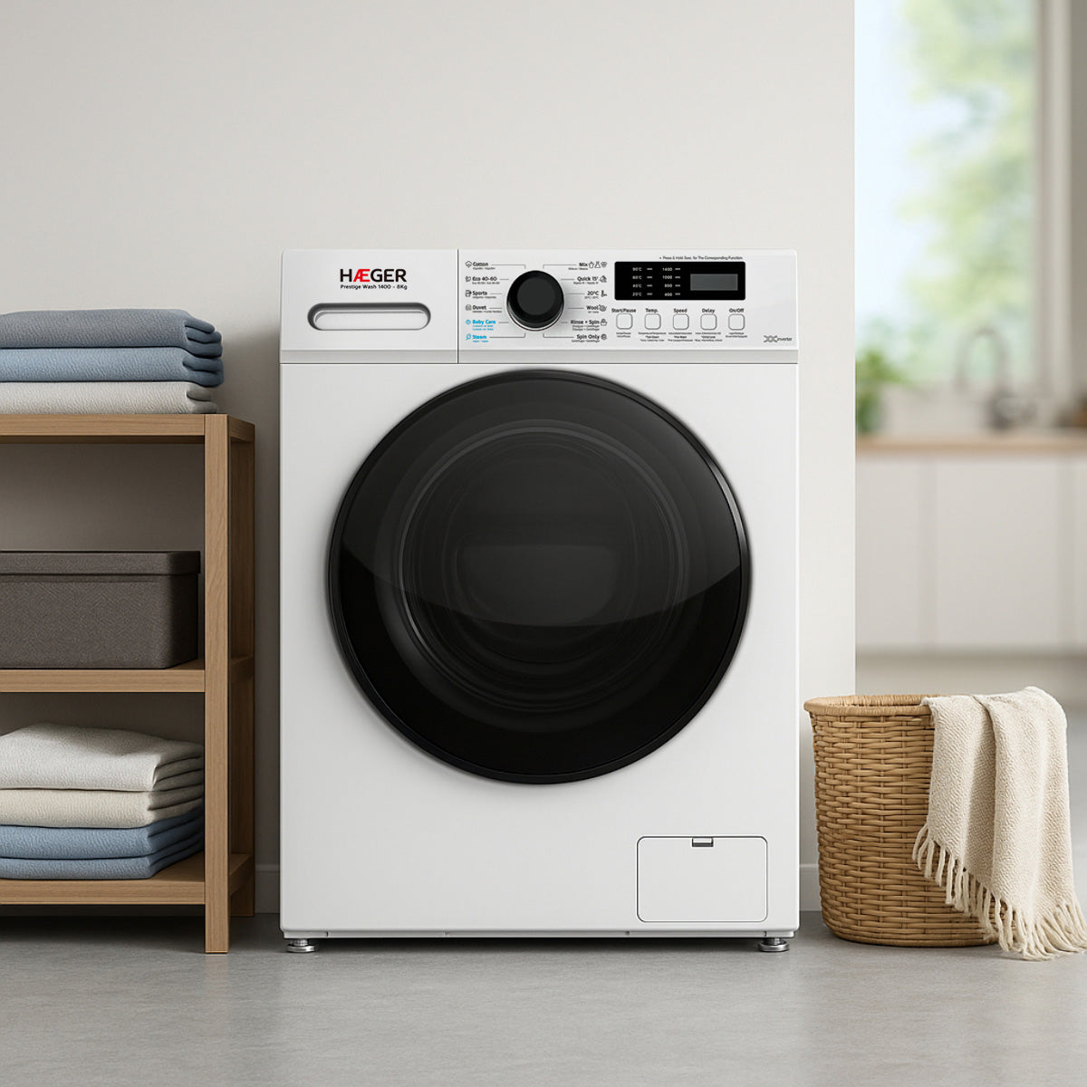 Máquina de Lavar Roupa HAEGER Prestige Wash 1400 | 8kg, Classe A