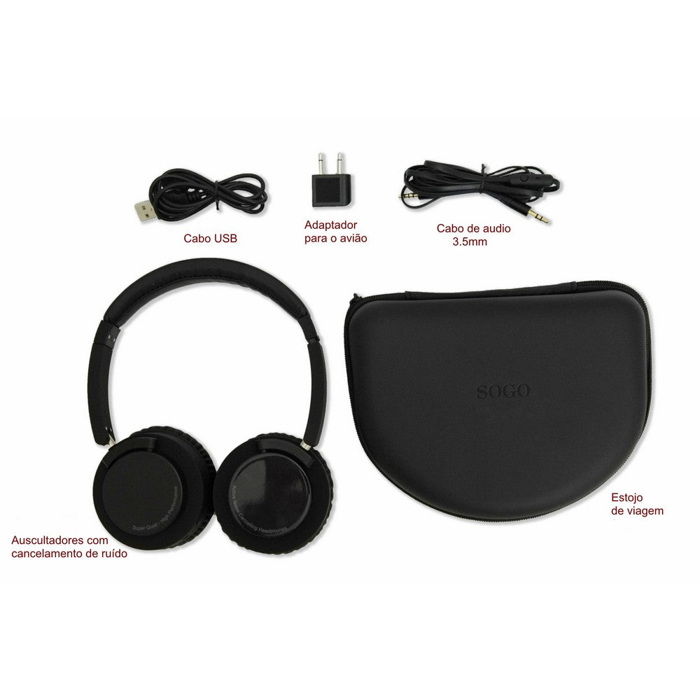 Auscultadores Sogo AURSS8455 | Noise Canceling, Sem Fios