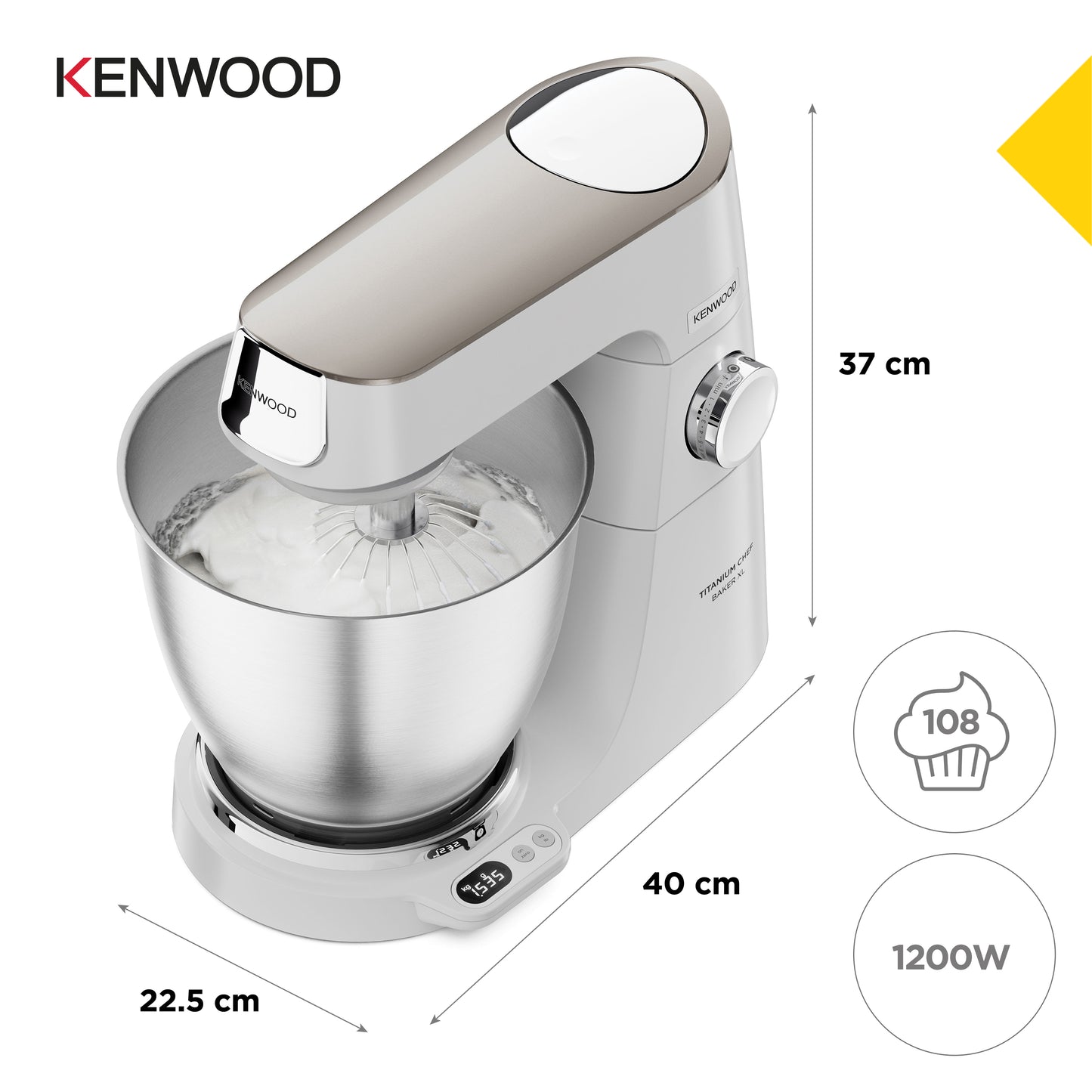 Robot de Cozinha Kenwood Chef Baker Xl Lite | 1200W, 7L, Branco