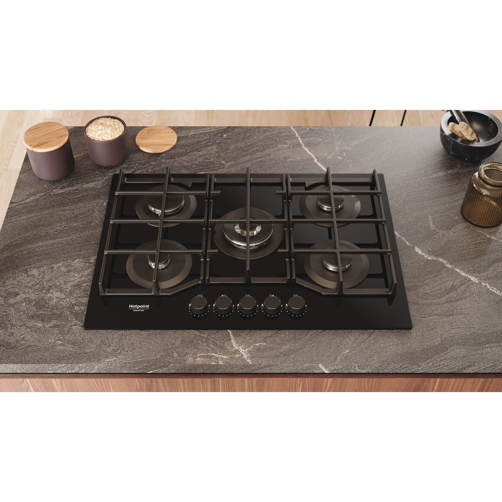 Placa a Gás Hotpoint HAGS 72F BK | 5 Queimadores, 10800W
