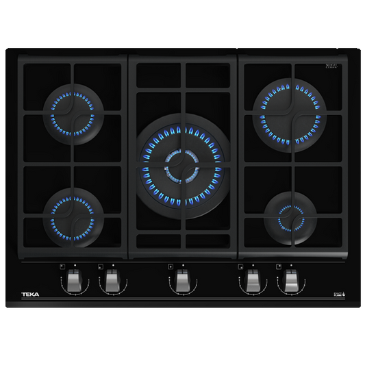 Placa a Gás Teka GZC 75330 XBA BK | 5 Queimadores, ExactFlame, Preto