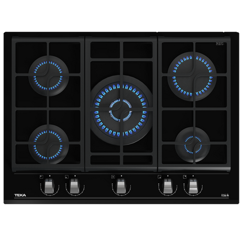 Placa a Gás Teka GZC 75330 XBA BK | 5 Queimadores, ExactFlame, Preto
