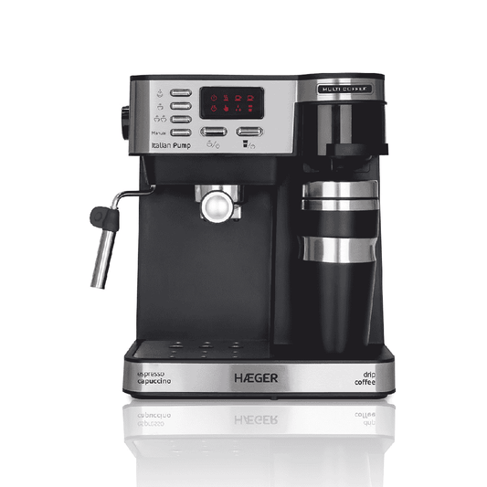 Máquina Café Expresso e Filtro Haeger Multi Coffee | 1450W, 15 bar, 1.2L, Ecrã LED