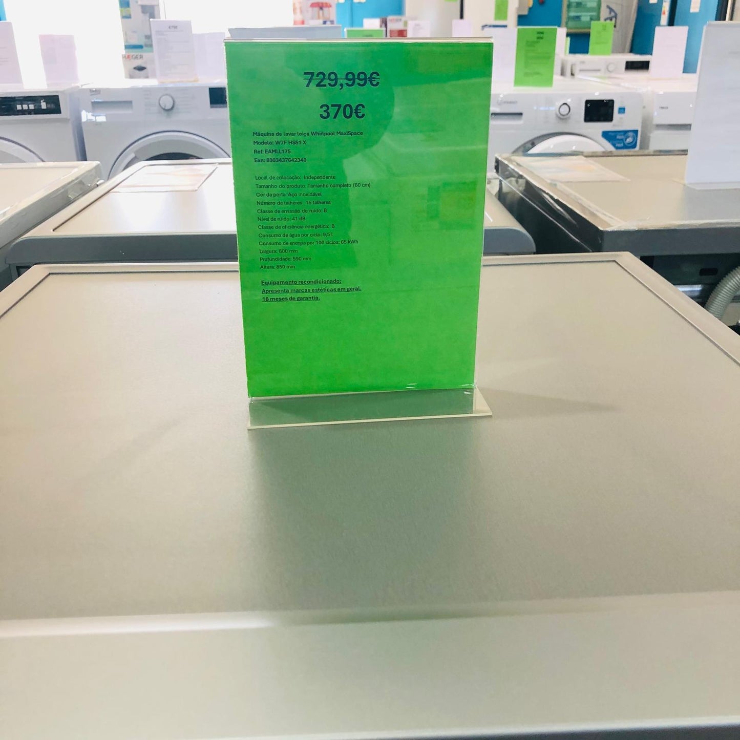 Outlet - Máquina de Lavar Loiça WHIRLPOOL W7F HS51 X | 15 Talheres