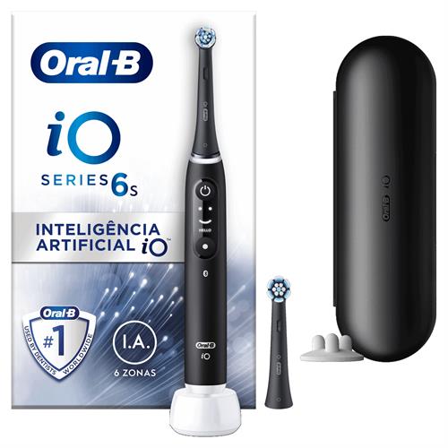 Escova de dentes elétrica Oral-B iO 6S Preta | 5 modos, Ecrã interativo