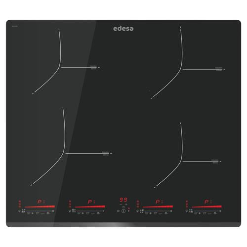 Placa de Indução Edesa EIM6422B | 4 zonas, 7100W, Preto