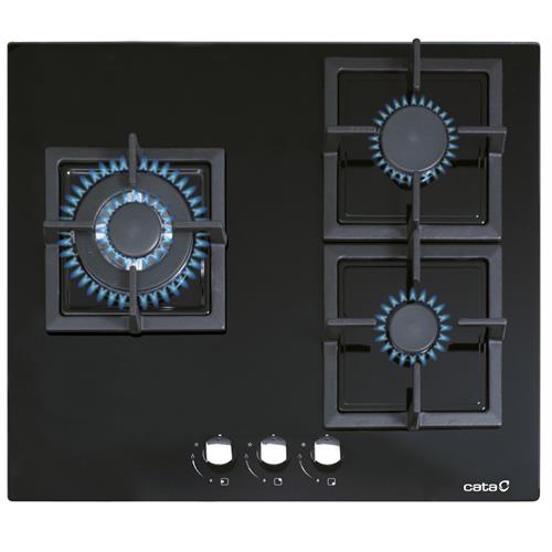 Placa a Gás Cata CCI 6021 BK | 3 Queimadores, Cristal Preto