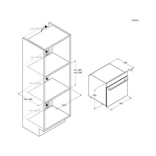 Forno Elétrico CANDY FMCIDC X605 | 65L, A+, Multifunções