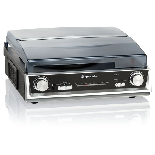 Gira-discos Roadstar TTR8634 | 33/45/78 rpm, Rádio FM, Amplificador