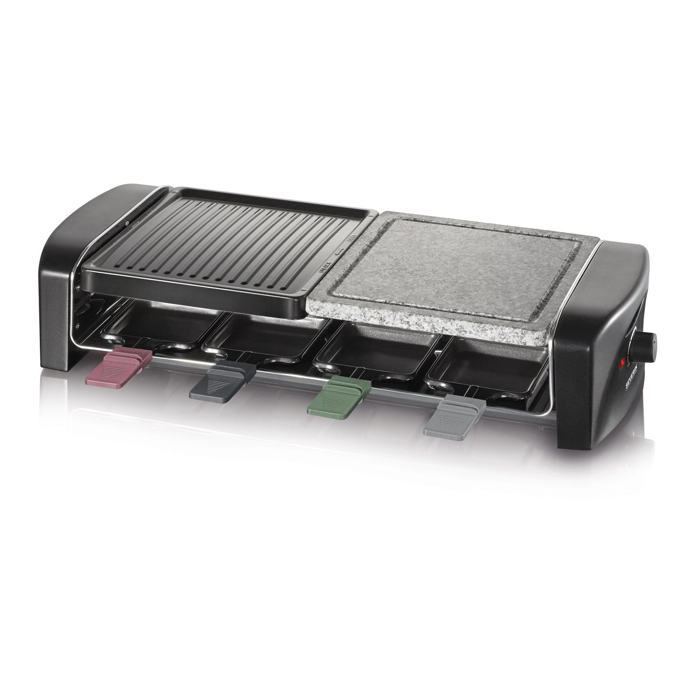 Grelhador Raclette Severin RG 9645 | Pedra natural, 1400W, 8 recipientes