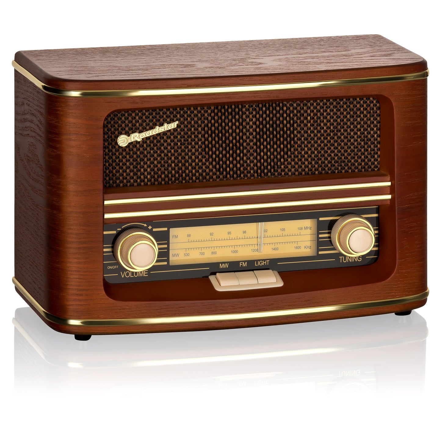 Rádio Roadstar HRA1500/N | FM/MW, Analógico, Madeira