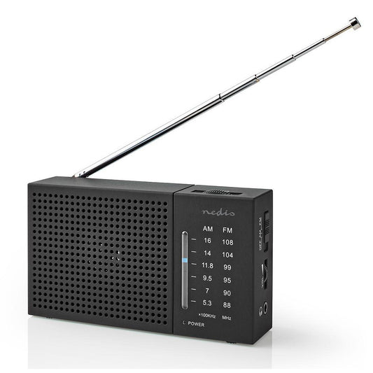 Rádio Portátil NEDIS RDFM1200BK | AM/FM, Analógico, Pilhas
