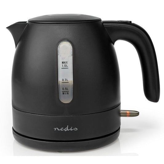 Jarro Elétrico NEDIS KAWK300EBK | 1L, Preto Fosco, Base 360°
